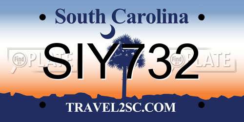 SIY732 South Carolina License Plate