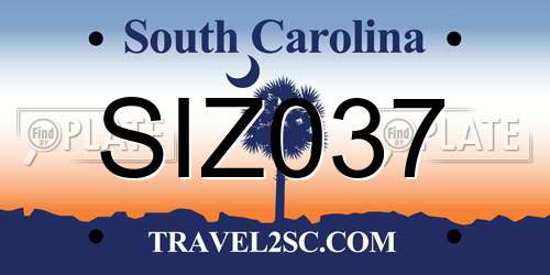 SIZ037 South Carolina License Plate