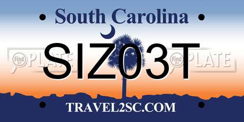 SIZ03T South Carolina License Plate