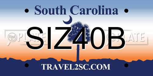 SIZ40B South Carolina License Plate