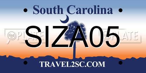 SIZA05 South Carolina License Plate