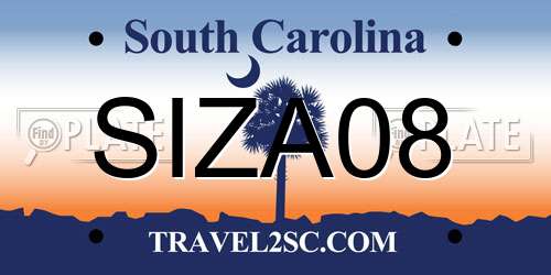 SIZA08 South Carolina License Plate