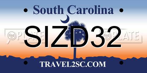 SIZD32 South Carolina License Plate