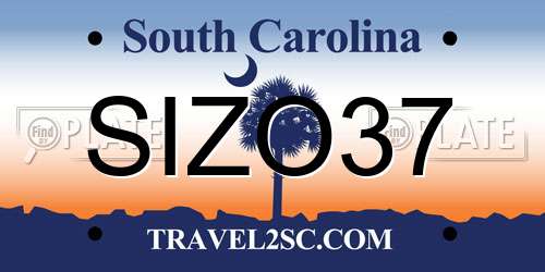 SIZO37 South Carolina License Plate
