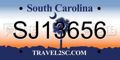 SJ13656 South Carolina License Plate