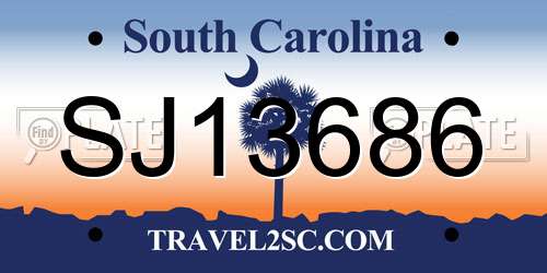 SJ13686 South Carolina License Plate