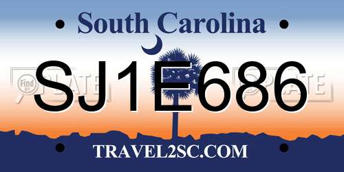 SJ1E686 South Carolina License Plate