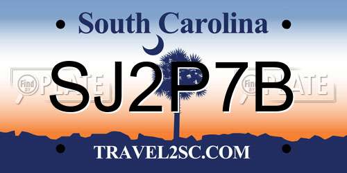 SJ2P7B South Carolina License Plate