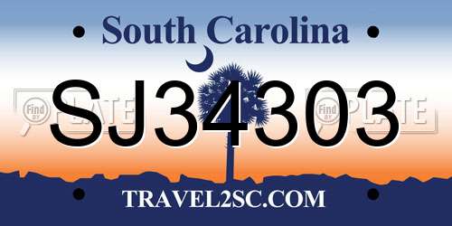 SJ34303 South Carolina License Plate