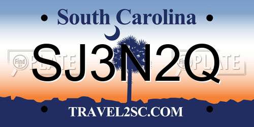 SJ3N2Q South Carolina License Plate