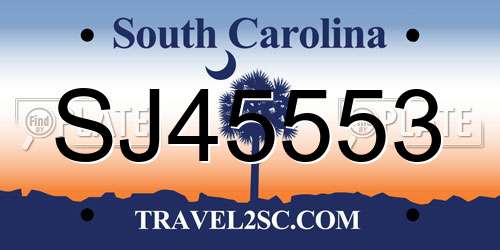 SJ45553 South Carolina License Plate