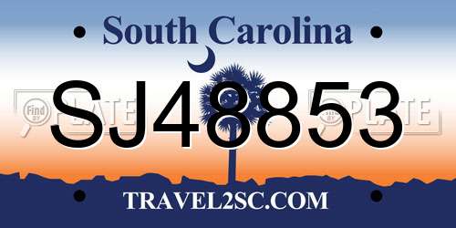 SJ48853 South Carolina License Plate