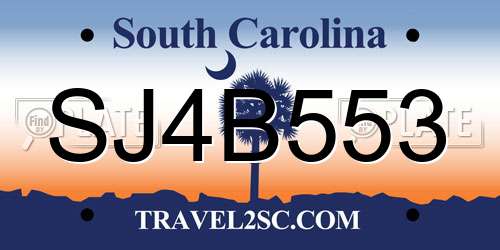 SJ4B553 South Carolina License Plate