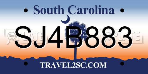 SJ4B883 South Carolina License Plate