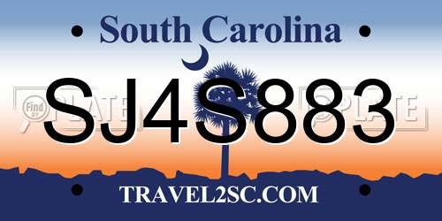 SJ4S883 South Carolina License Plate