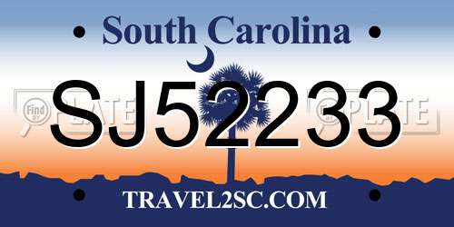 SJ52233 South Carolina License Plate