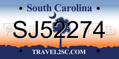 SJ52274 South Carolina License Plate