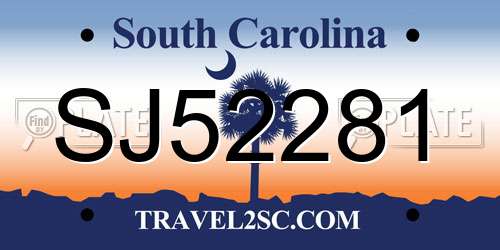 SJ52281 South Carolina License Plate