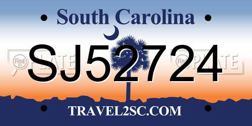 SJ52724 South Carolina License Plate