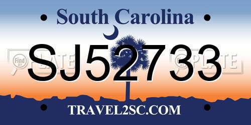 SJ52733 South Carolina License Plate