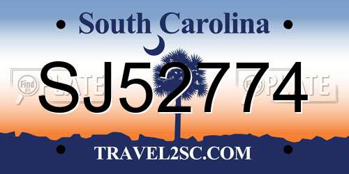 SJ52774 South Carolina License Plate