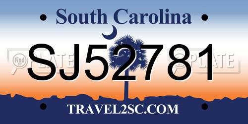 SJ52781 South Carolina License Plate
