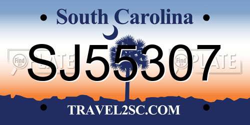 SJ55307 South Carolina License Plate