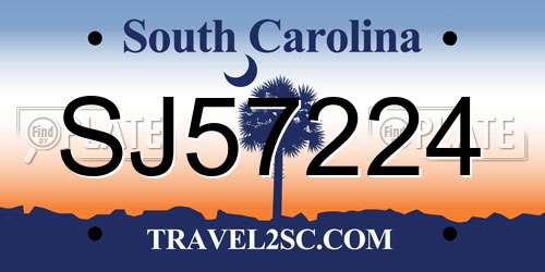 SJ57224 South Carolina License Plate