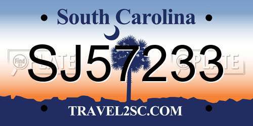SJ57233 South Carolina License Plate