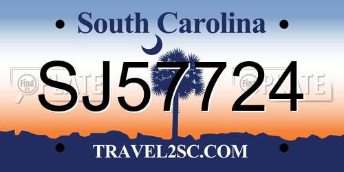 SJ57724 South Carolina License Plate