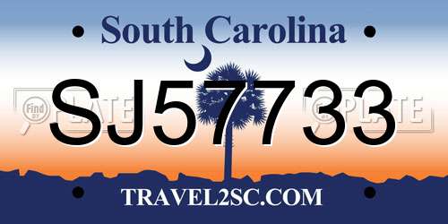SJ57733 South Carolina License Plate