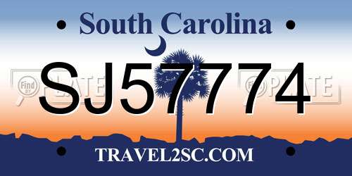 SJ57774 South Carolina License Plate