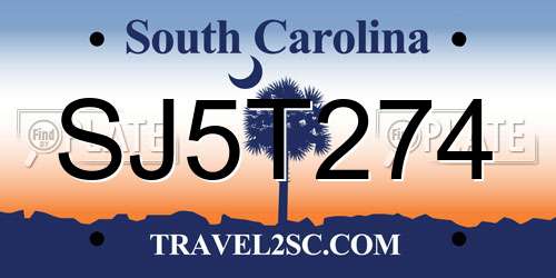 SJ5T274 South Carolina License Plate