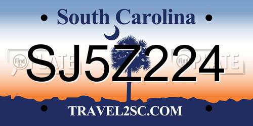 SJ5Z224 South Carolina License Plate