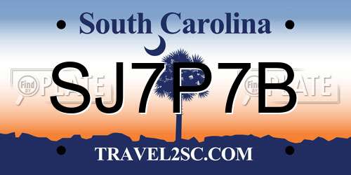 SJ7P7B South Carolina License Plate