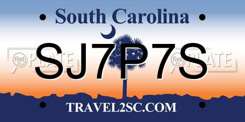 SJ7P7S South Carolina License Plate