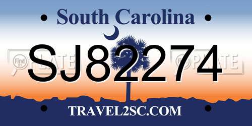 SJ82274 South Carolina License Plate