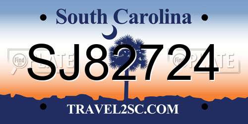 SJ82724 South Carolina License Plate