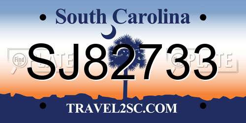 SJ82733 South Carolina License Plate