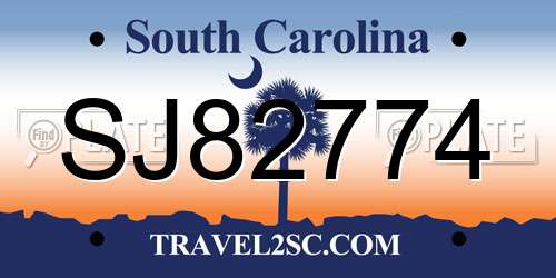 SJ82774 South Carolina License Plate