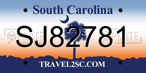 SJ82781 South Carolina License Plate