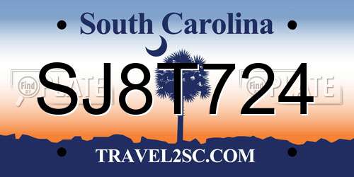 SJ8T724 South Carolina License Plate