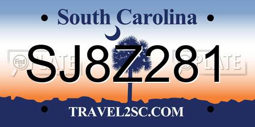 SJ8Z281 South Carolina License Plate