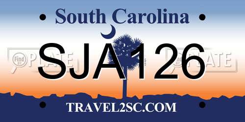 SJA126 South Carolina License Plate