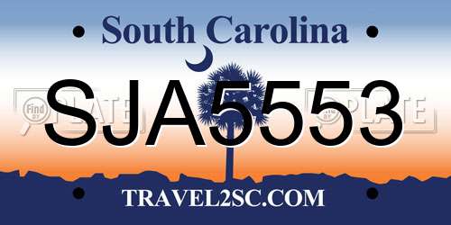 SJA5553 South Carolina License Plate