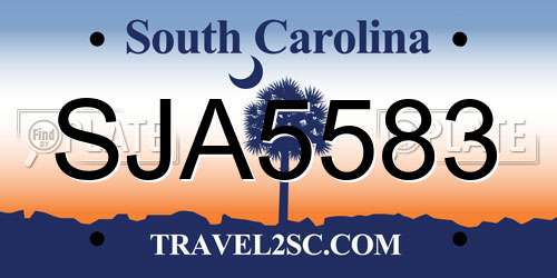 SJA5583 South Carolina License Plate
