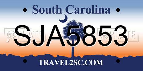 SJA5853 South Carolina License Plate