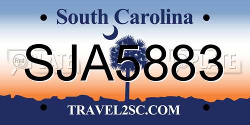 SJA5883 South Carolina License Plate