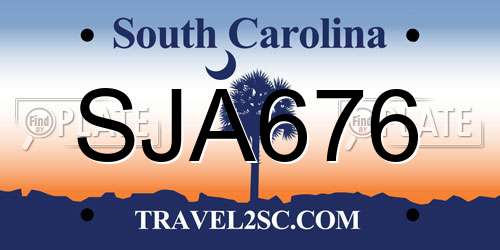 SJA676 South Carolina License Plate