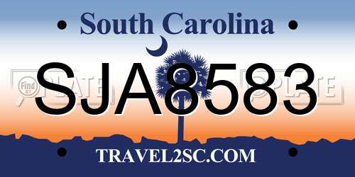 SJA8583 South Carolina License Plate